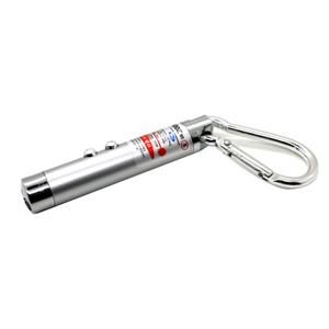 5mW rode laser gadget en led lampje, zilver